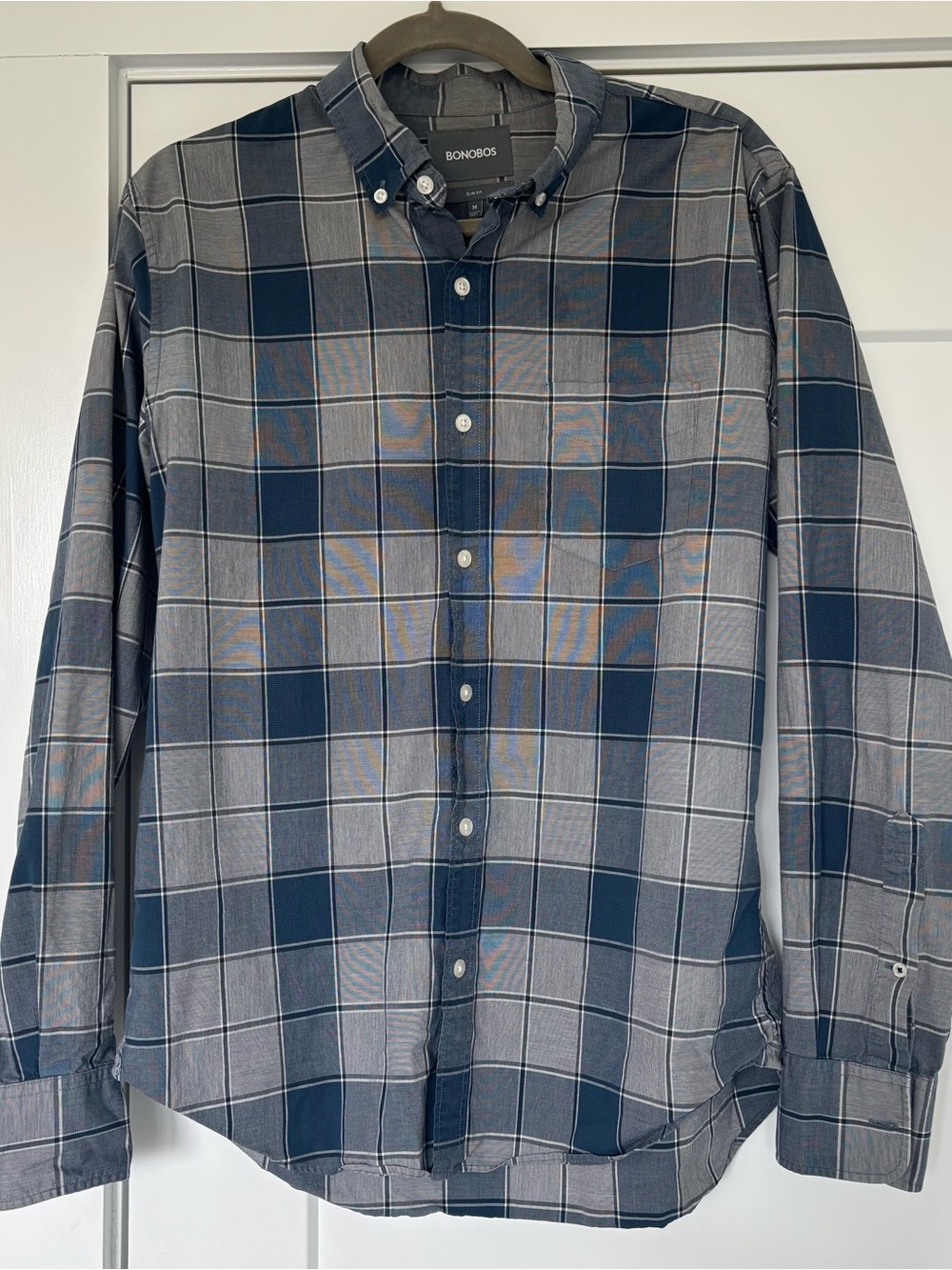 Bonobos Navy and Gray Plaid Button-Down Shirt